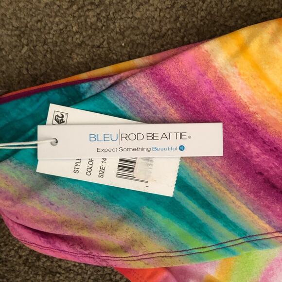 Bleu Rod Beattie NWT Multi Brushstroke Front Band Colorful Bikini Bottom Size 14 - Picture 8 of 16